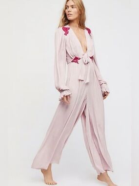 FREE PEOPLE Intimately Perfect Morning Pink Lace One Piece Jumpsuit Mauve